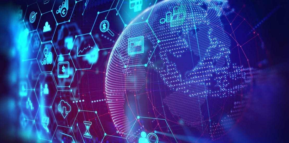 Fintech Icon On Abstract Financial Technology Background . fintech icon on abstract financial technology background represent Blockchain and Fintech Investment Financial Internet Technology Concept.